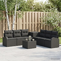 vidaXL Soffset 8 st Svart Poly Rattan och stål