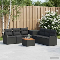 vidaXL Soffset 8 st Svart Poly Rattan och stål