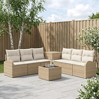 vidaXL Soffset 8 st Beige och krämvit Poly Rattan och stål