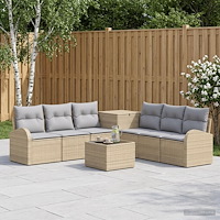 vidaXL Soffset 8 st Beige och Ljusgrå Poly Rattan och stål
