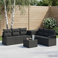 vidaXL Soffset 8 st Svart Poly Rattan och stål