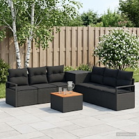 vidaXL Soffset 8 st Svart Poly Rattan och stål