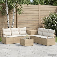vidaXL Soffset 8 st Beige och krämvit Poly Rattan och stål