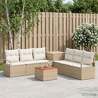 vidaXL Soffset 8 st Beige och krämvit Poly Rattan och stål