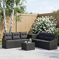vidaXL Soffset 8 st Svart Poly Rattan och stål
