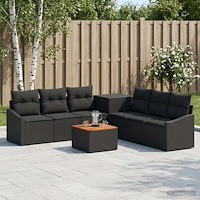vidaXL Soffset 8 st Svart Poly Rattan och stål