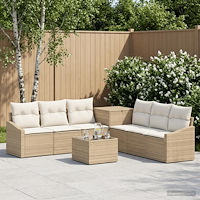 vidaXL Soffset 8 st Beige och krämvit Poly Rattan och stål