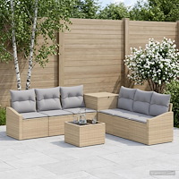 vidaXL Soffset 8 st Beige och Ljusgrå Poly Rattan och stål