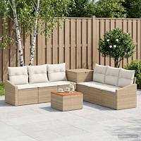 vidaXL Soffset 8 st Beige och krämvit Poly Rattan och stål