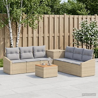 vidaXL Soffset 8 st Beige och Ljusgrå Poly Rattan och stål