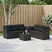vidaXL Soffset 8 st Svart Poly Rattan och stål
