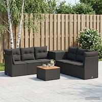 vidaXL Soffset 8 st Svart Poly Rattan och stål