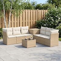 vidaXL Soffset 8 st Beige och krämvit Poly Rattan och stål