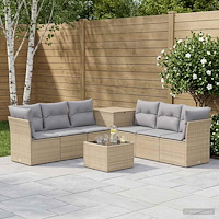 vidaXL Soffset 8 st Beige och Ljusgrå Poly Rattan och stål