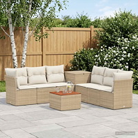 vidaXL Soffset 8 st Beige och krämvit Poly Rattan och stål