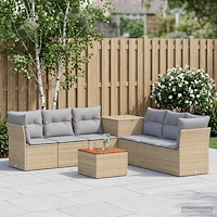 vidaXL Soffset 8 st Beige och Ljusgrå Poly Rattan och stål
