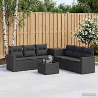 vidaXL Soffset 8 st Svart Poly Rattan och stål