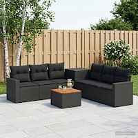 vidaXL Soffset 8 st Svart Poly Rattan och stål