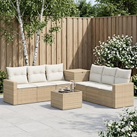 vidaXL Soffset 8 st Beige och krämvit Poly Rattan och stål