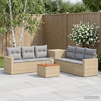 vidaXL Soffset 8 st Beige och Ljusgrå Poly Rattan och stål