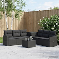 vidaXL Soffset 8 st Svart Poly Rattan och stål
