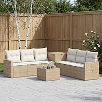 vidaXL Soffset 8 st Beige och krämvit Poly Rattan och stål