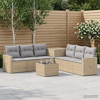 vidaXL Soffset 8 st Beige och Ljusgrå Poly Rattan och stål