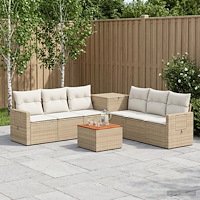 vidaXL Soffset 8 st Beige och krämvit Poly Rattan och stål
