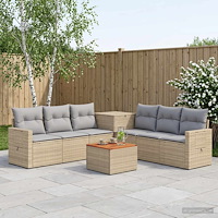 vidaXL Soffset 8 st Beige och Ljusgrå Poly Rattan och stål