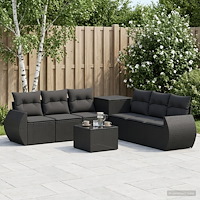 vidaXL Soffset 8 st Svart Poly Rattan och stål