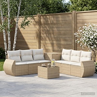 vidaXL Soffset 8 st Beige och krämvit Poly Rattan och stål