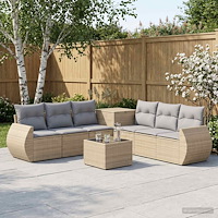 vidaXL Soffset 8 st Beige och Ljusgrå Poly Rattan och stål