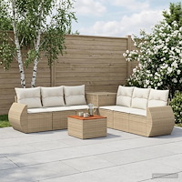 vidaXL Soffset 8 st Beige och krämvit Poly Rattan och stål