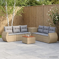 vidaXL Soffset 8 st Beige och Ljusgrå Poly Rattan och stål
