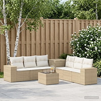 vidaXL Soffset 8 st Beige och krämvit Poly Rattan och stål