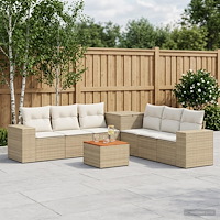 vidaXL Soffset 8 st Beige och krämvit Poly Rattan och stål