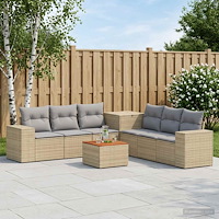 vidaXL Soffset 8 st Beige och Ljusgrå Poly Rattan och stål
