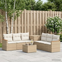 vidaXL Soffset 8 st Beige och krämvit Poly Rattan och stål