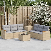 vidaXL Soffset 8 st Beige och Ljusgrå Poly Rattan och stål
