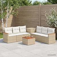 vidaXL Soffset 8 st Beige och krämvit Poly Rattan och stål