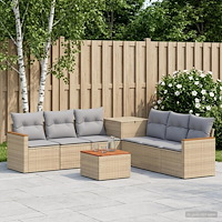 vidaXL Soffset 8 st Beige och Ljusgrå Poly Rattan och stål