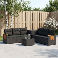 vidaXL Soffset 8 st Svart Poly Rattan och stål