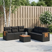 vidaXL Soffset 8 st Svart Poly Rattan och stål