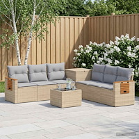 vidaXL Soffset 8 st Beige och Ljusgrå Poly Rattan och stål