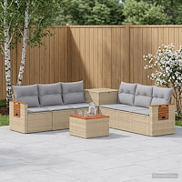 vidaXL Soffset 8 st Beige och Ljusgrå Poly Rattan och stål