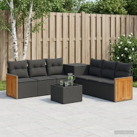 vidaXL Soffset 8 st Svart Poly Rattan och stål