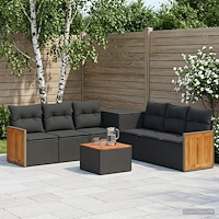 vidaXL Soffset 8 st Svart Poly Rattan och stål