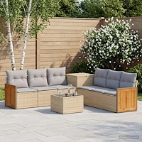 vidaXL Soffset 8 st Beige och Ljusgrå Poly Rattan och stål