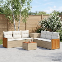vidaXL Soffset 8 st Beige och krämvit Poly Rattan och stål