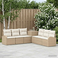 vidaXL Soffset 7 st Beige och krämvit Poly Rattan och stål